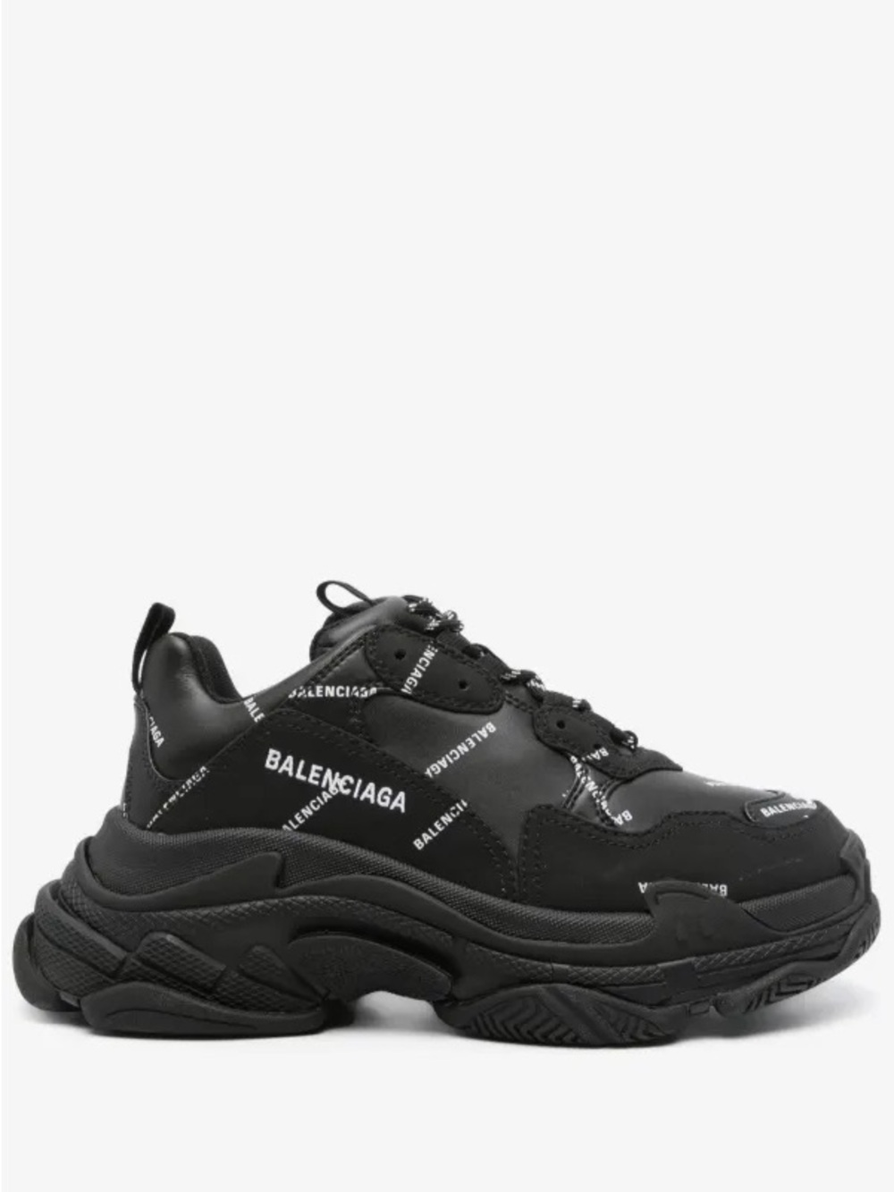 Balenciaga Women’s Triple S Logo Print Sneakers Black EU 35 US 5 New